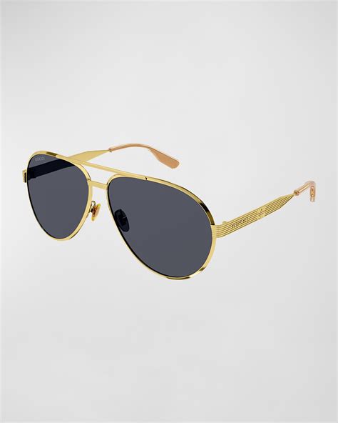 Gucci Men's GG1676SM Metal Aviator Sunglasses 